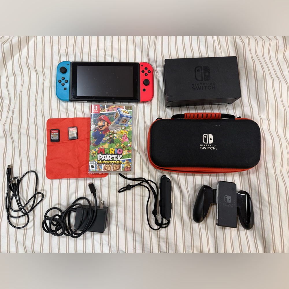 Nintendo Switch Bundle - Console, Dock, Case & 3 Games